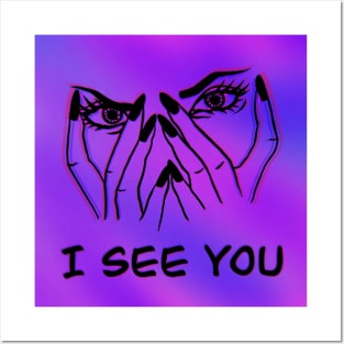 I see you, acid eyes, purple atmosphere , grunge style Posters and Art